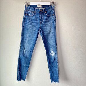 Madewell 9" High Rise Skinny Distressed Raw Hem Jeans 26